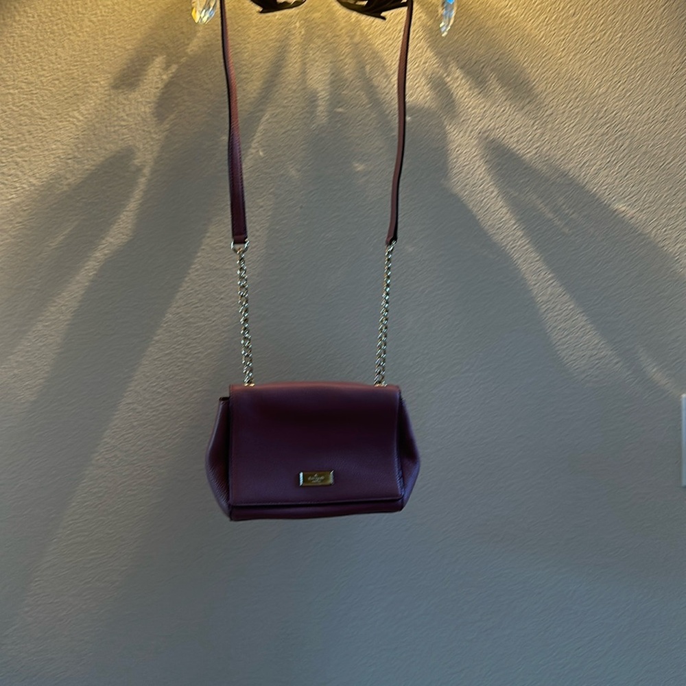 Kate Spade bag mauve in color with gold rings and leather strap